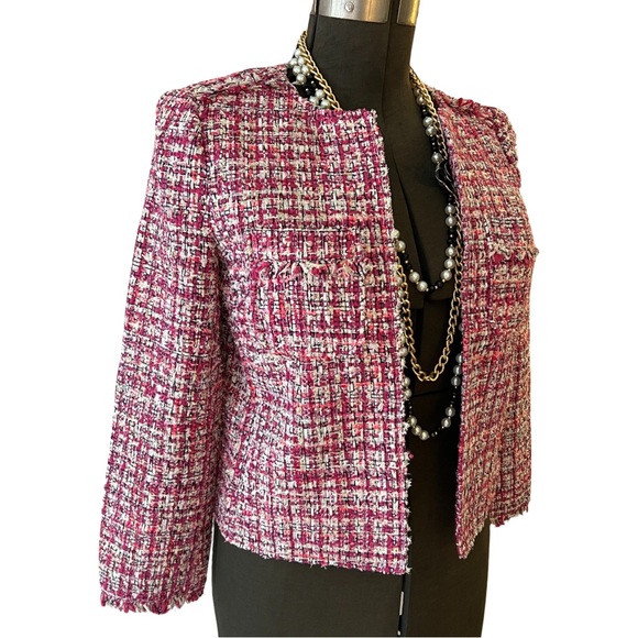 ✨HOST PICK✨ NWT KATE SPADE PINK TEXTURED TWEED JACKET, SIZE 4 - Picture 3 of 9
